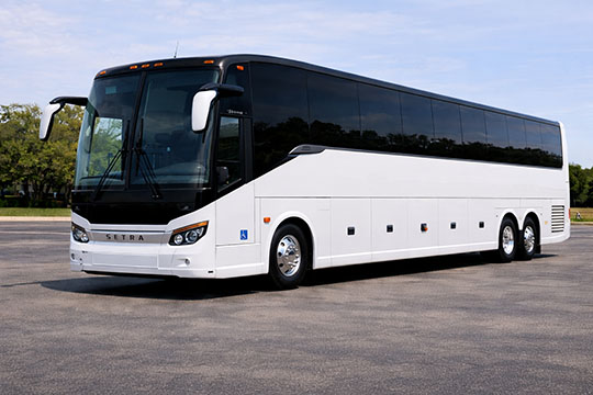 56-passenger charter bus available for charter in Dallas, TX